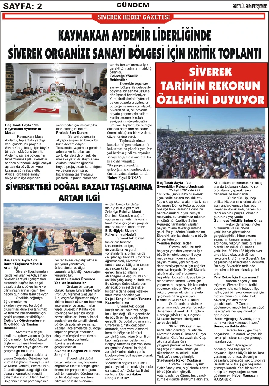 26.09.2024 Tarihli Gazetemiz