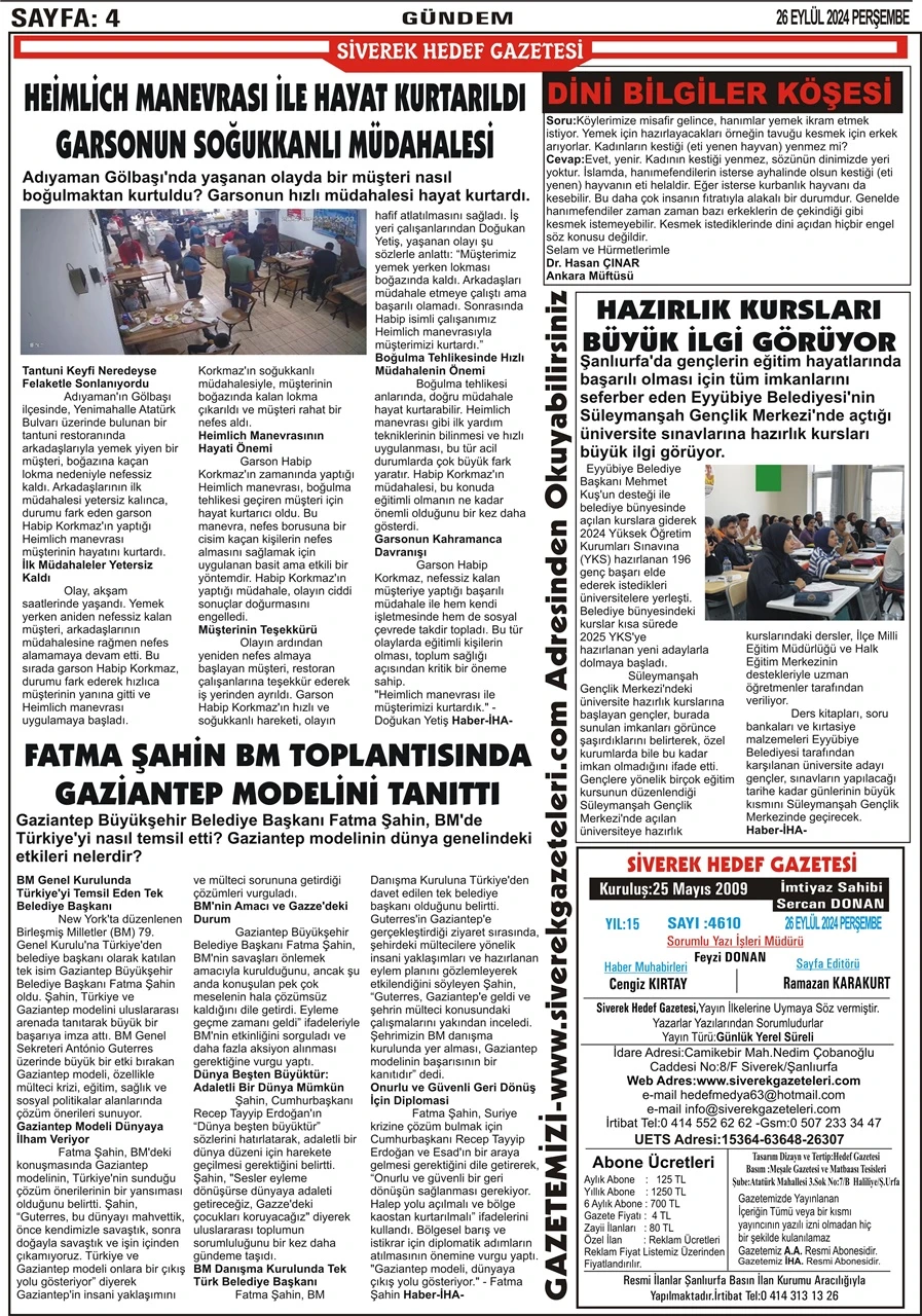 26.09.2024 Tarihli Gazetemiz