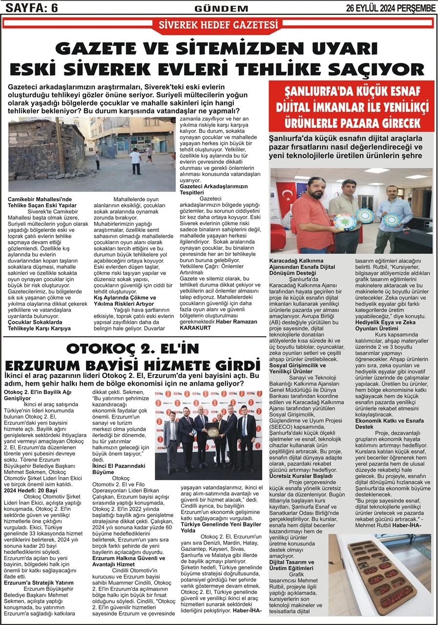 26.09.2024 Tarihli Gazetemiz