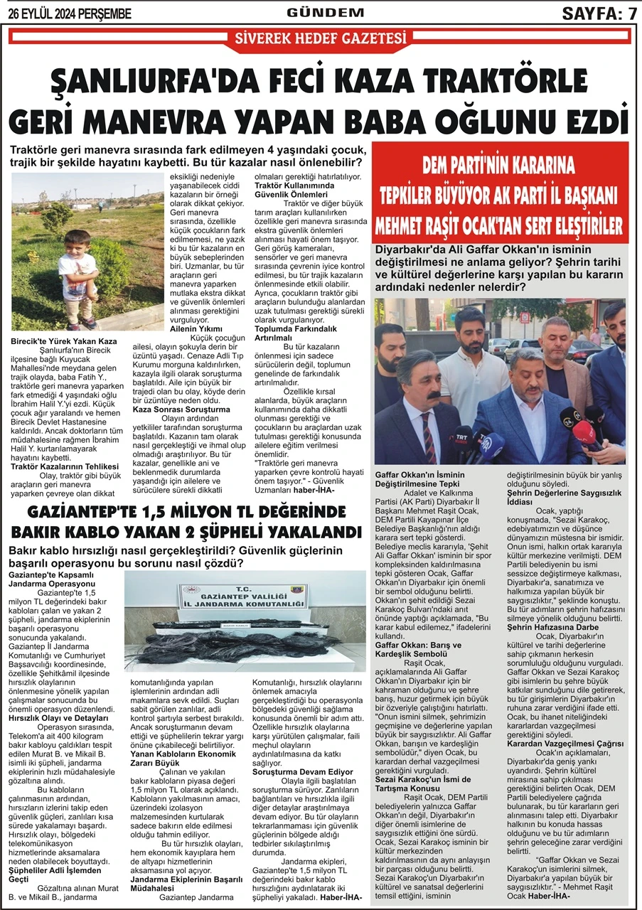 26.09.2024 Tarihli Gazetemiz