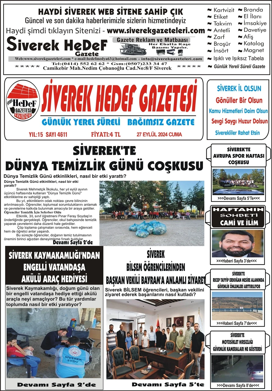 27.09.2024 Tarihli Gazetemiz