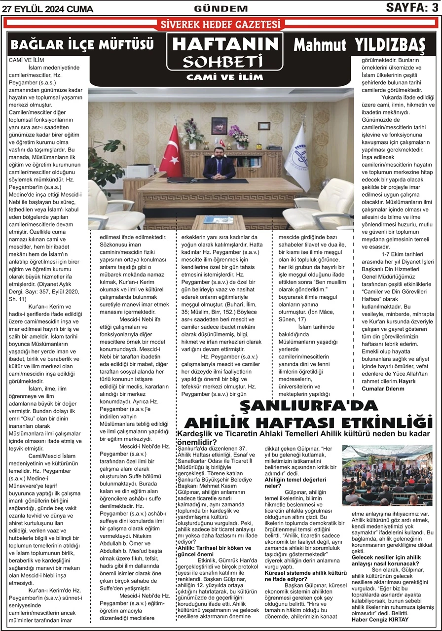 27.09.2024 Tarihli Gazetemiz