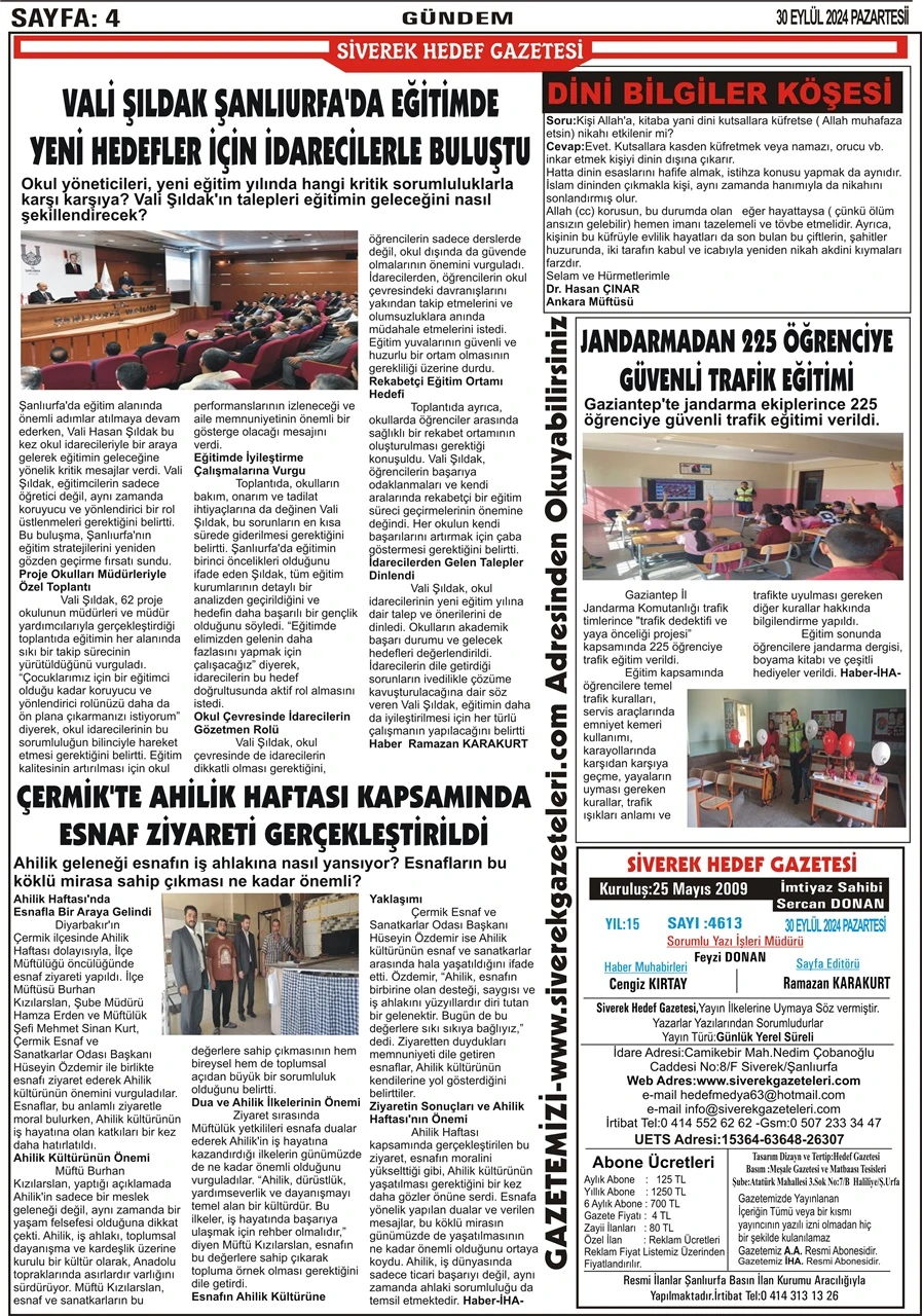 30.09.2024 Tarihli Gazetemiz