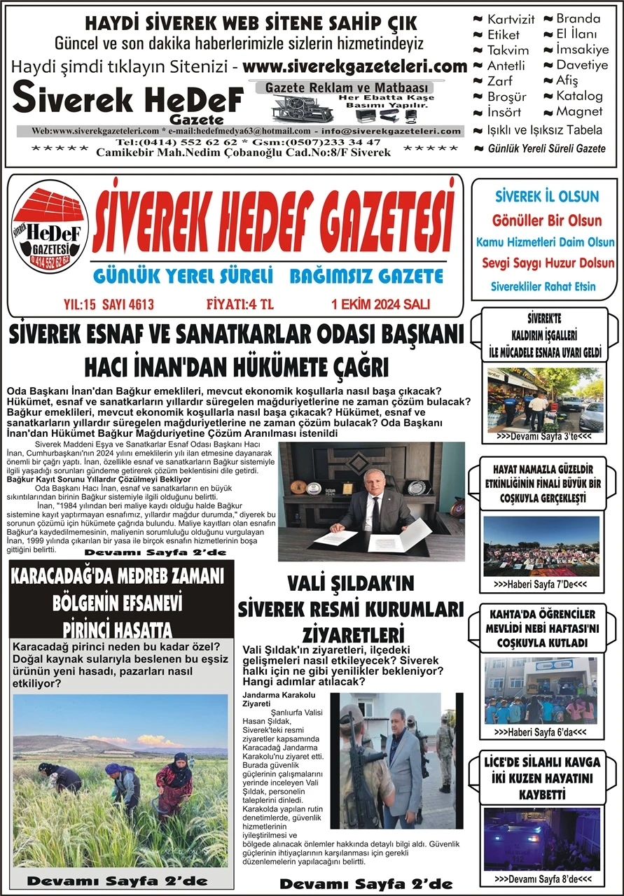 1.10.2024 Tarihli Gazetemiz