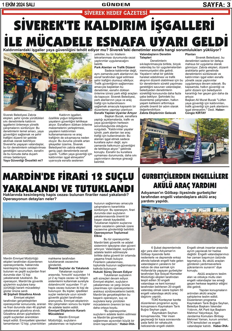 1.10.2024 Tarihli Gazetemiz