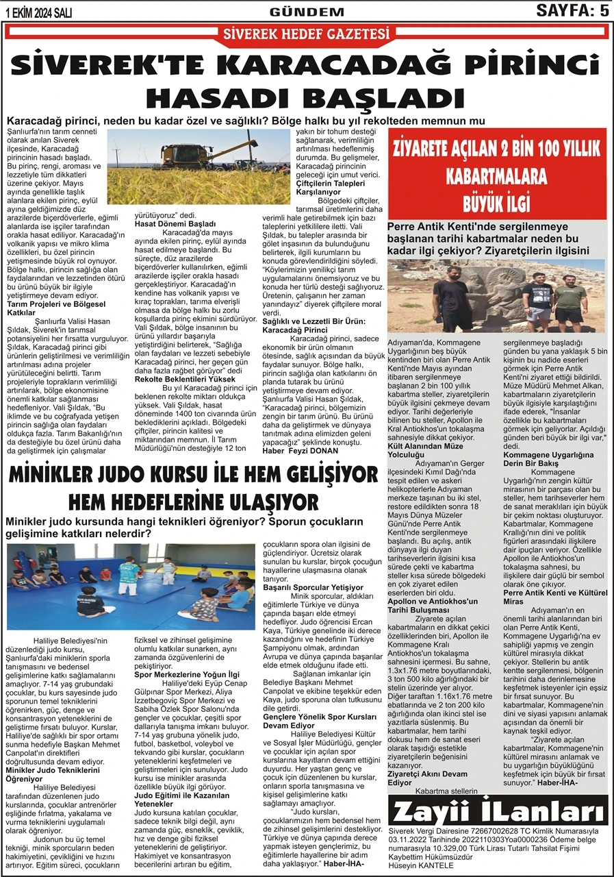 1.10.2024 Tarihli Gazetemiz