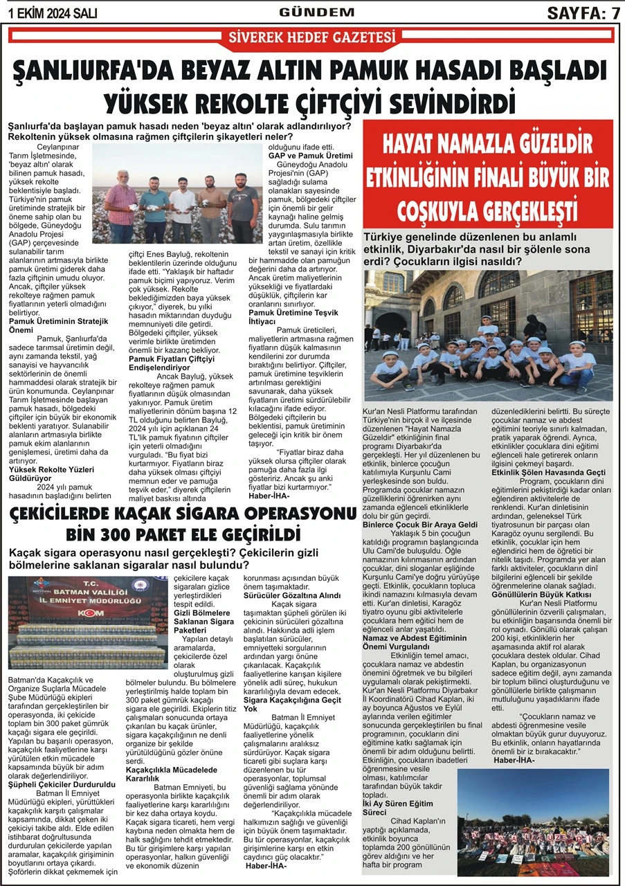 1.10.2024 Tarihli Gazetemiz