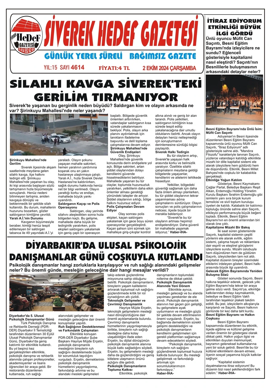 2.10.2024 Tarihli Gazetemiz