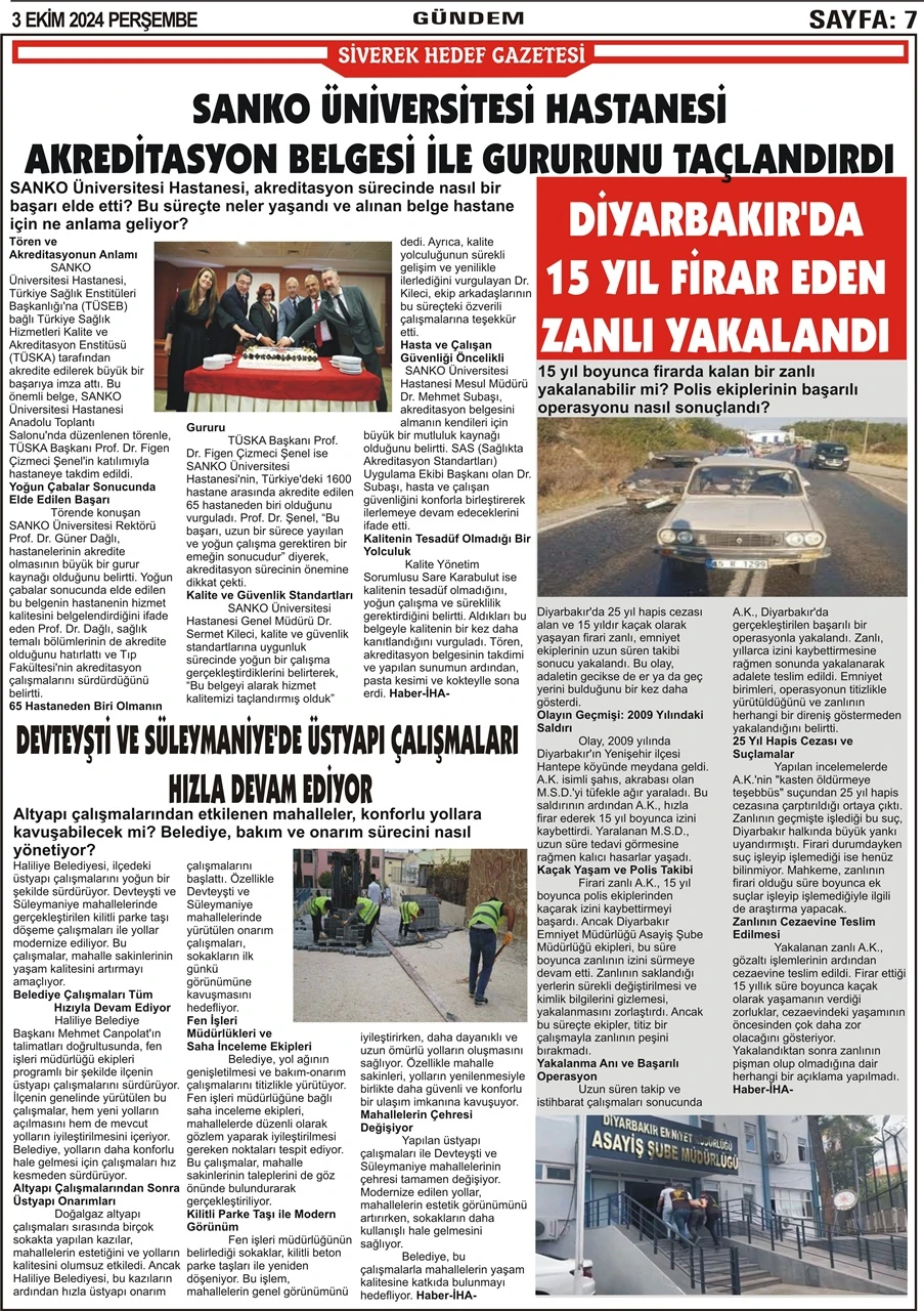 3.10.2024 Tarihli Gazetemiz