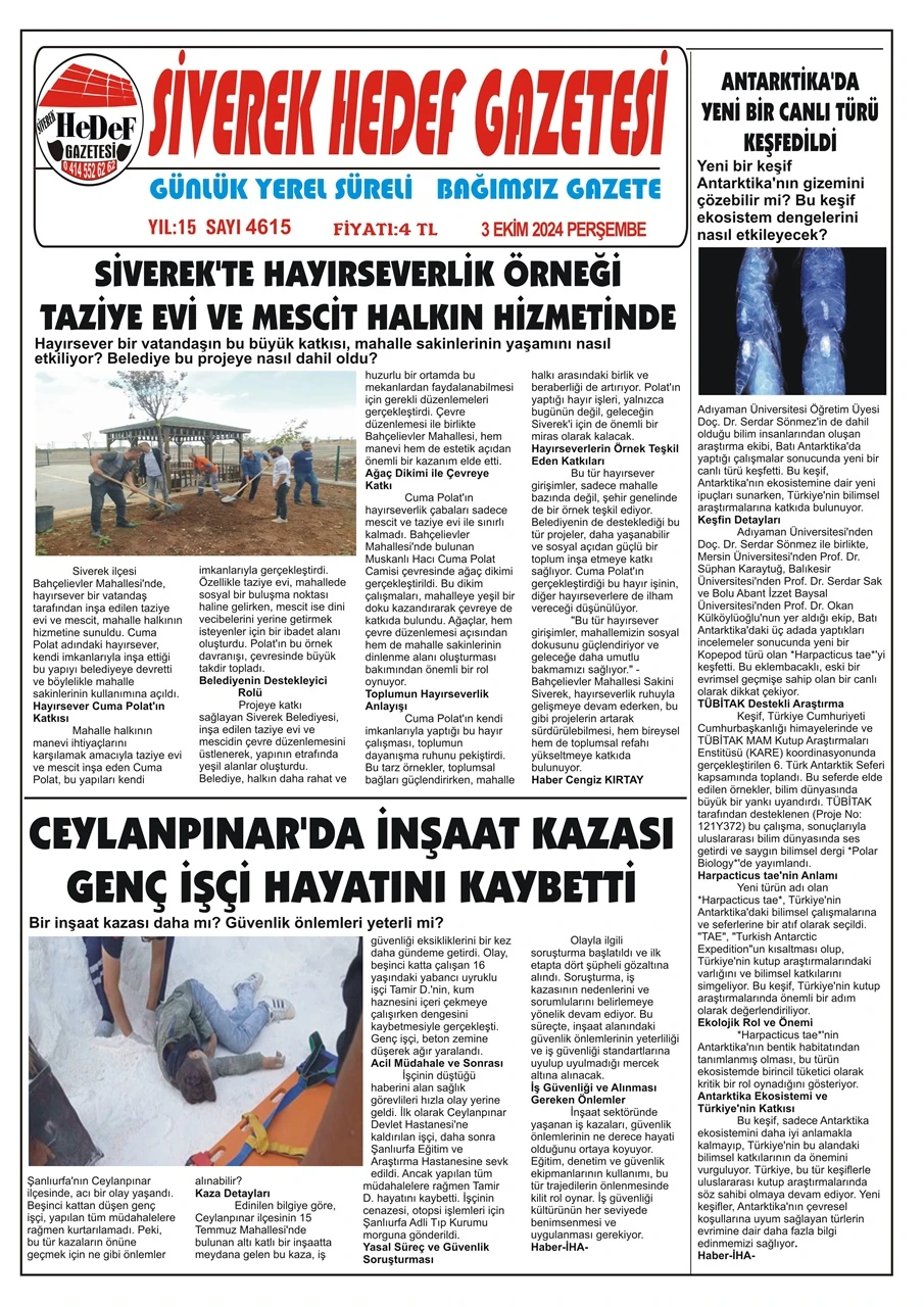 3.10.2024 Tarihli Gazetemiz