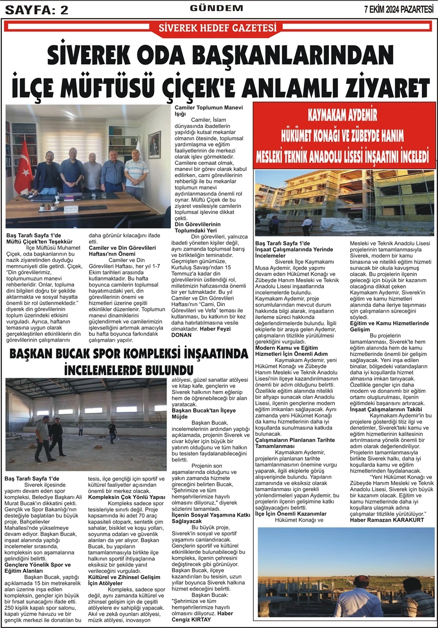 7.10.2024 Tarihli Gazetemiz