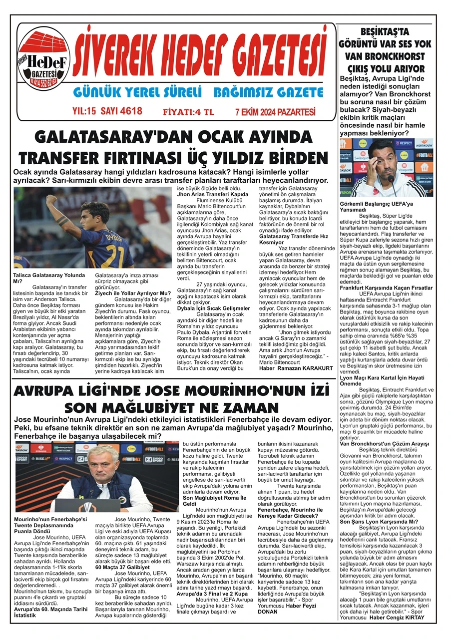 7.10.2024 Tarihli Gazetemiz