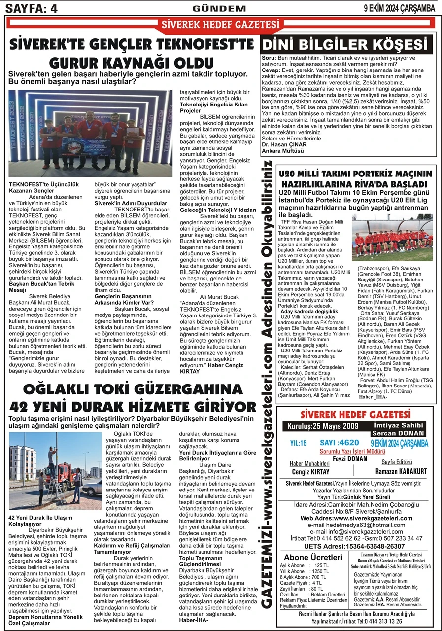 09.10.2024 Tarihli Gazetemiz