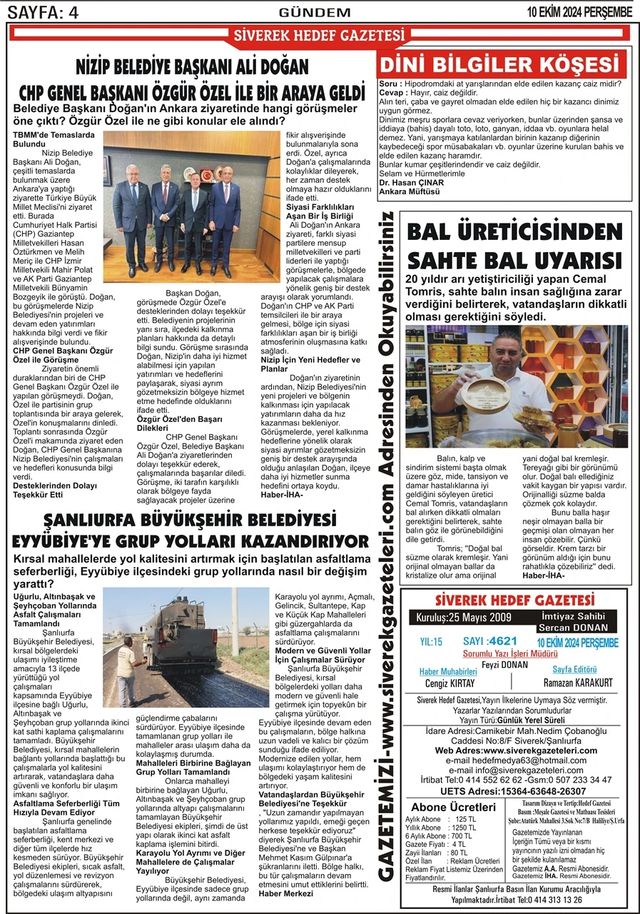 10.10.2024 Tarihli Gazetemiz