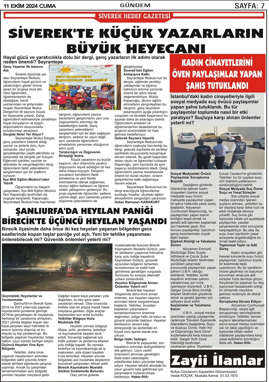 11.10.2024 Tarihli Gazetemiz