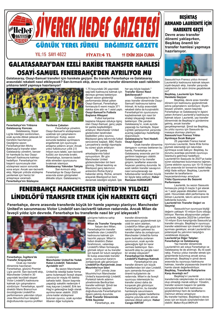 11.10.2024 Tarihli Gazetemiz