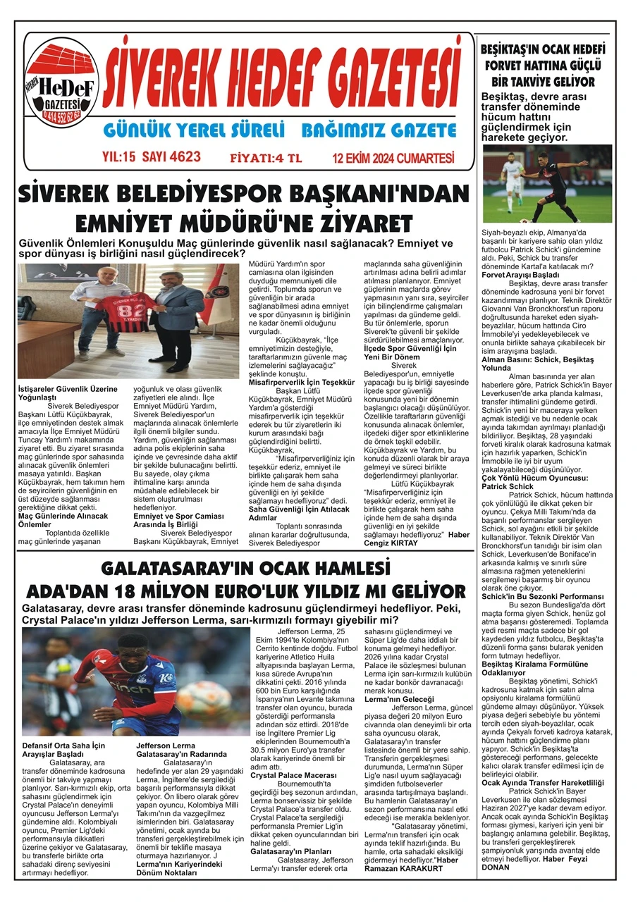 12.10.2024  Tarihli Gazetemiz