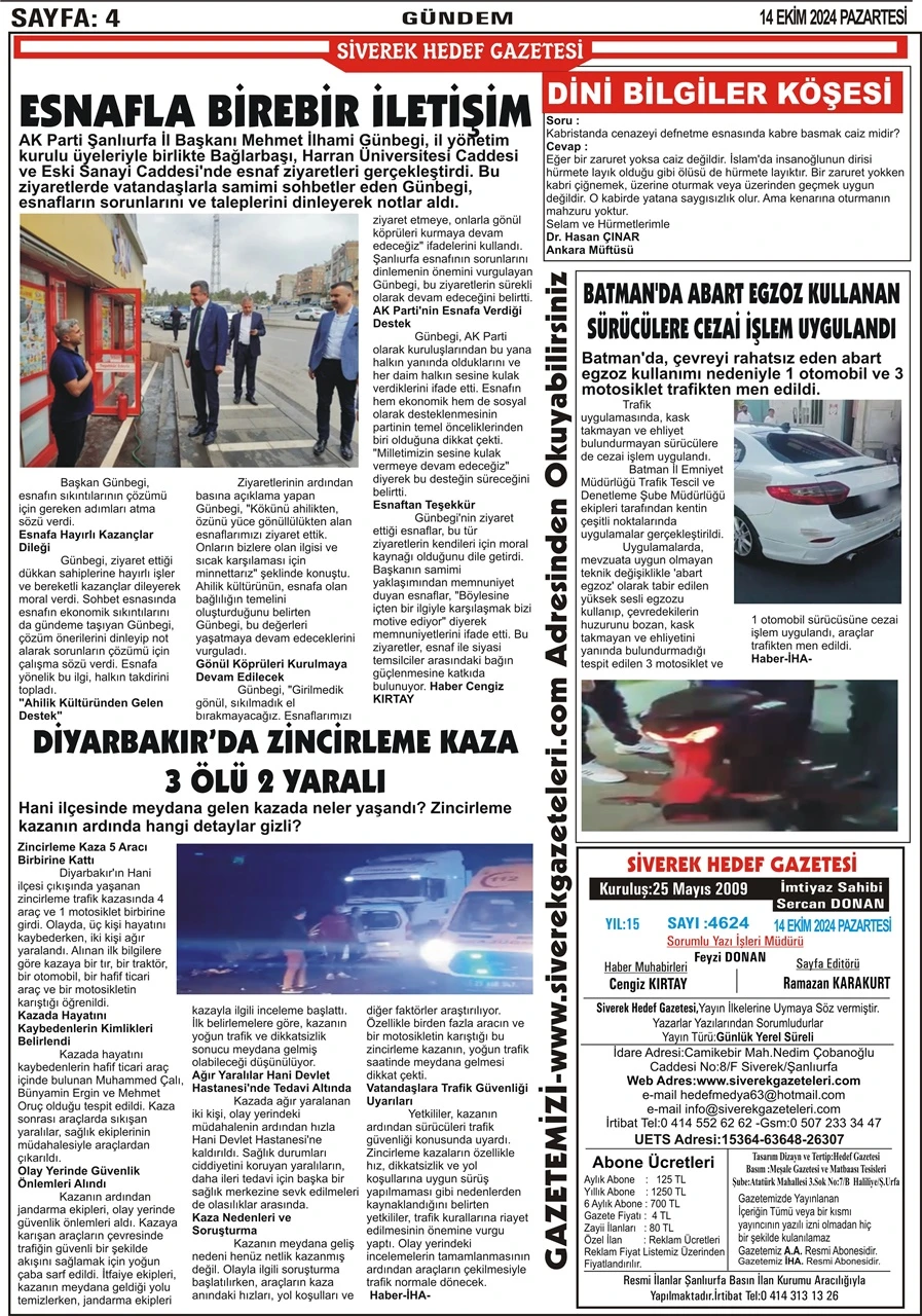 14.10.2024 Tarihli Gazetemiz