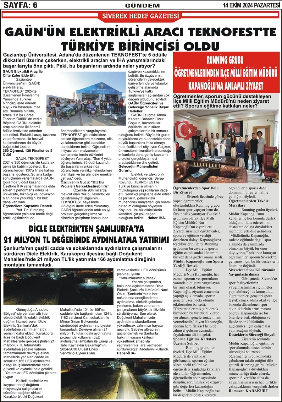 14.10.2024 Tarihli Gazetemiz