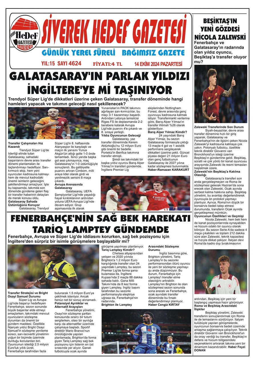 14.10.2024 Tarihli Gazetemiz