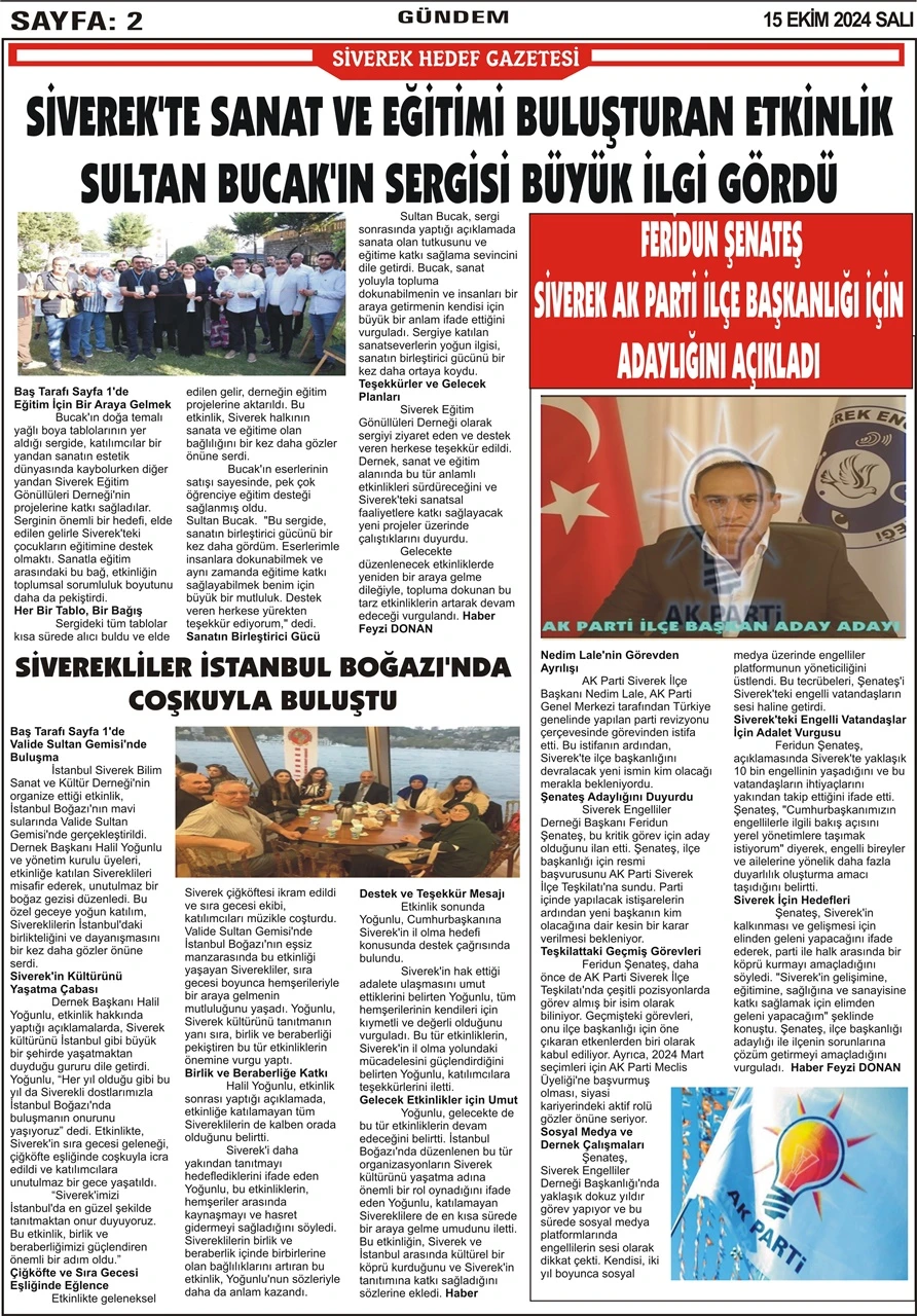 15.10.2024 Tarihli Gazetemiz