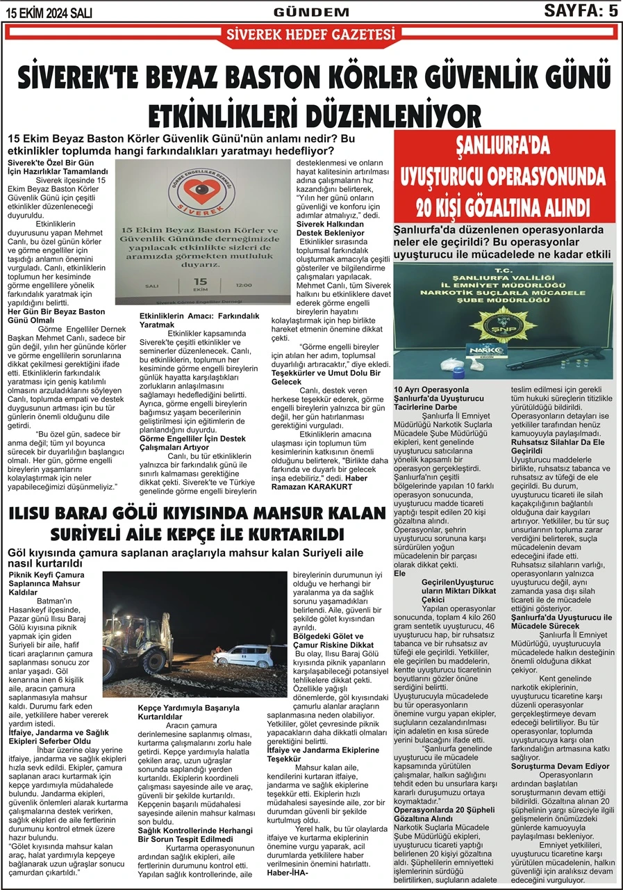 15.10.2024 Tarihli Gazetemiz