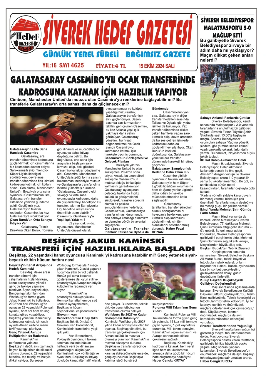 15.10.2024 Tarihli Gazetemiz