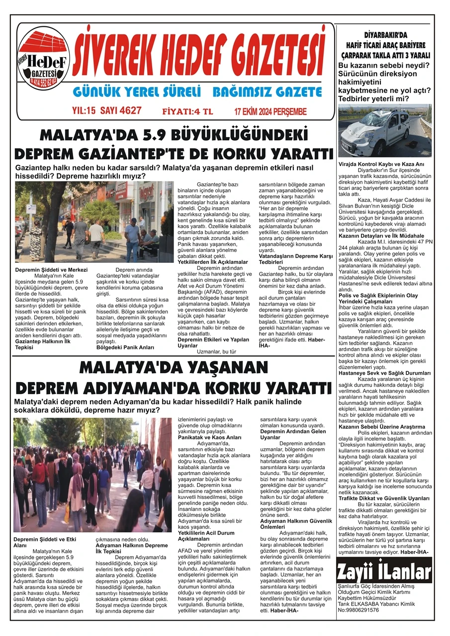 17.10.2024 Tarihli Gazetemiz