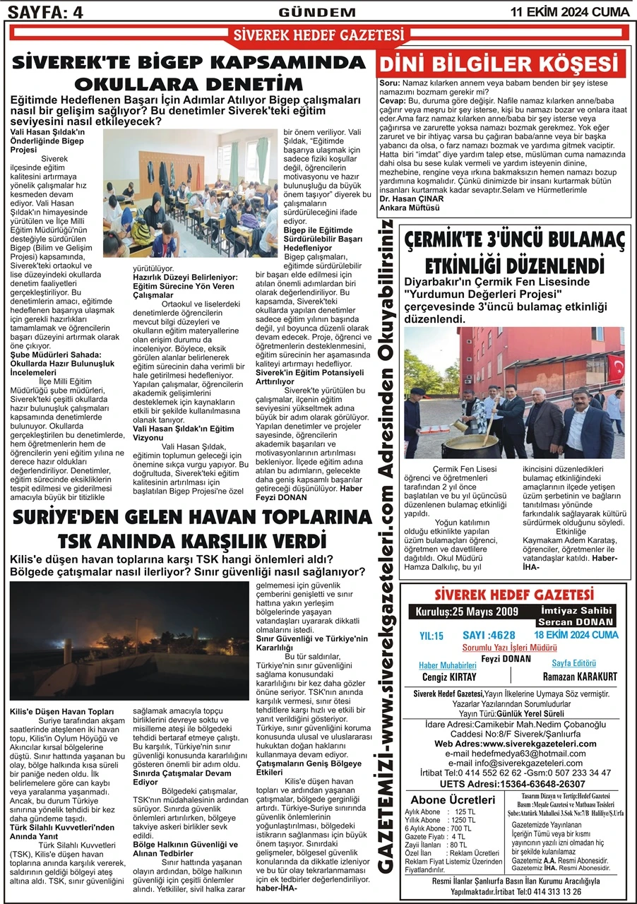 18.10.2024 Tarihli Gazetemiz