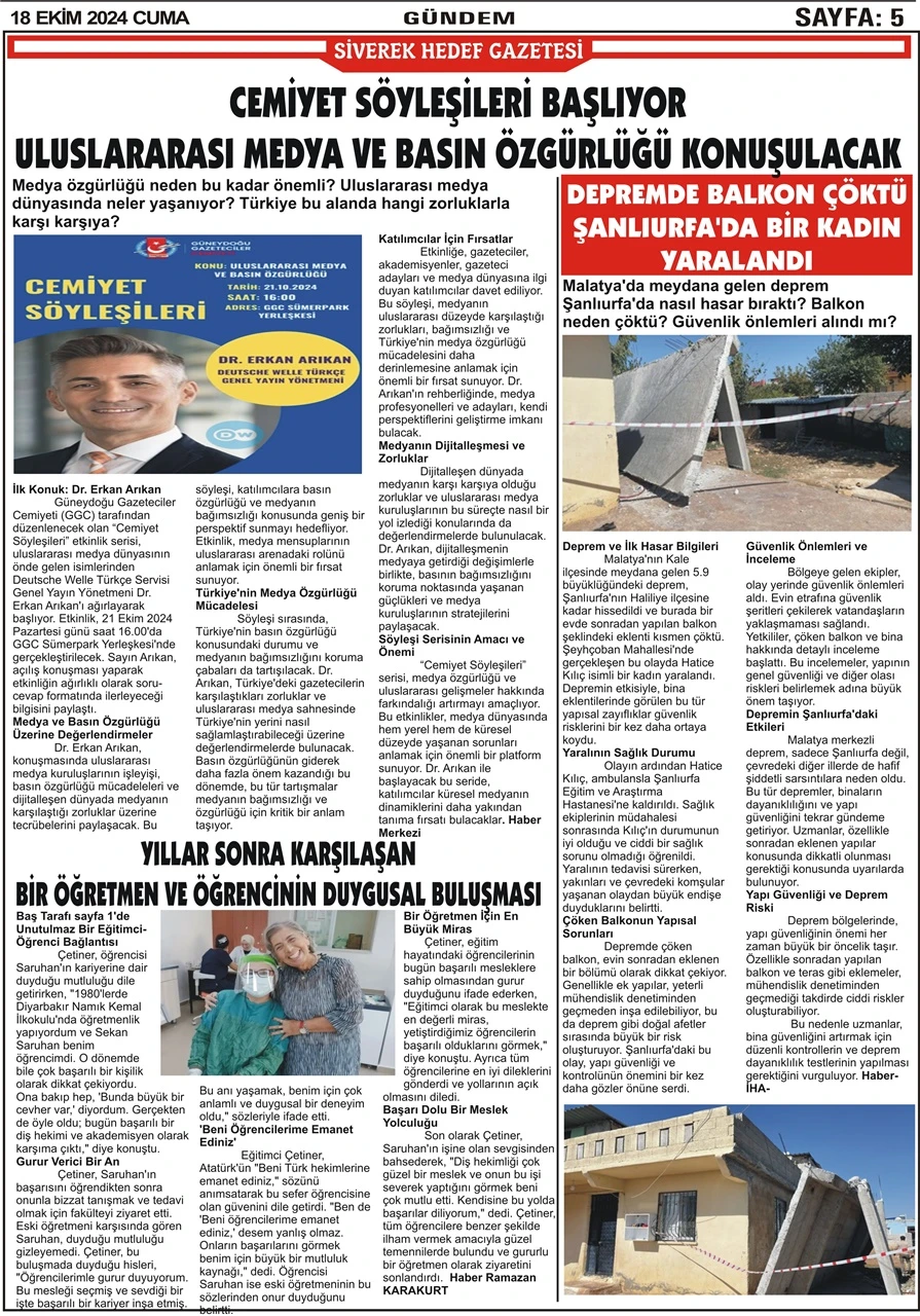 18.10.2024 Tarihli Gazetemiz