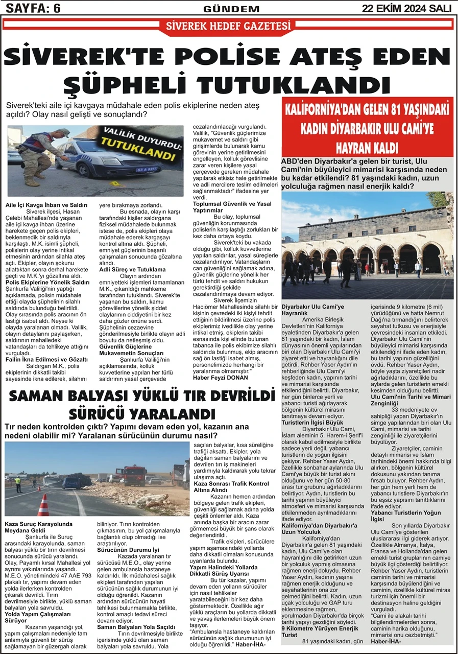 22.10.2024 Tarihli Gazetemiz 