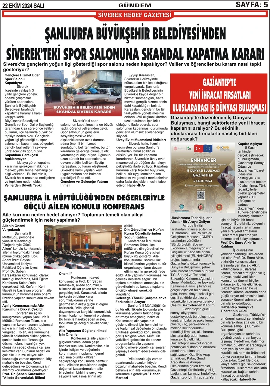 22.10.2024 Tarihli Gazetemiz 