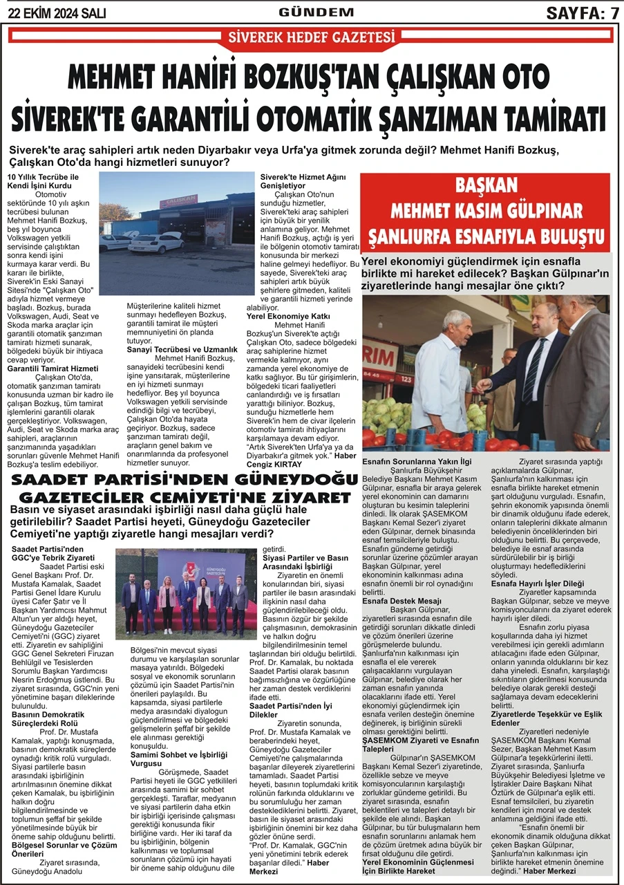 22.10.2024 Tarihli Gazetemiz 