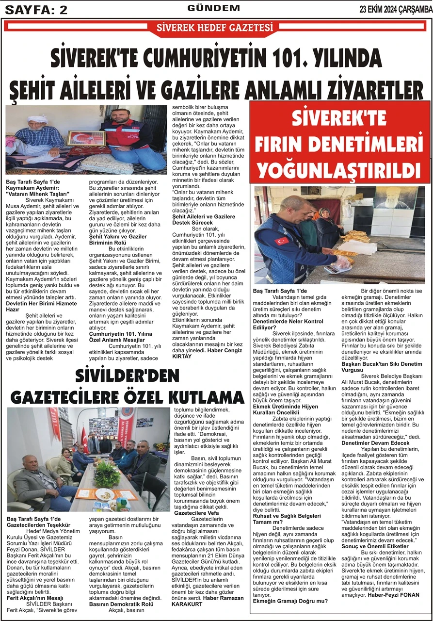 23.10.2024 Tarihli Gazetemiz