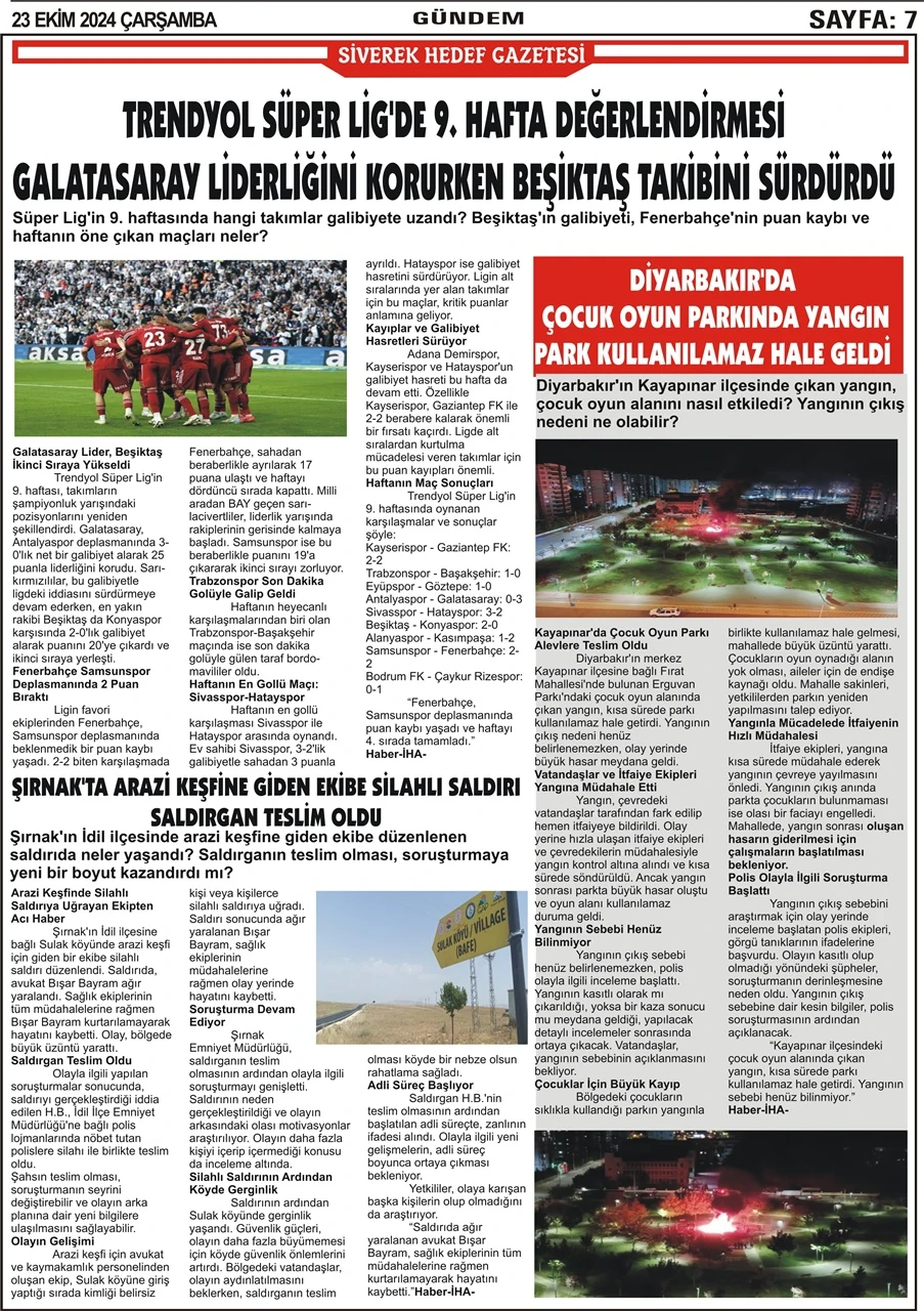 23.10.2024 Tarihli Gazetemiz