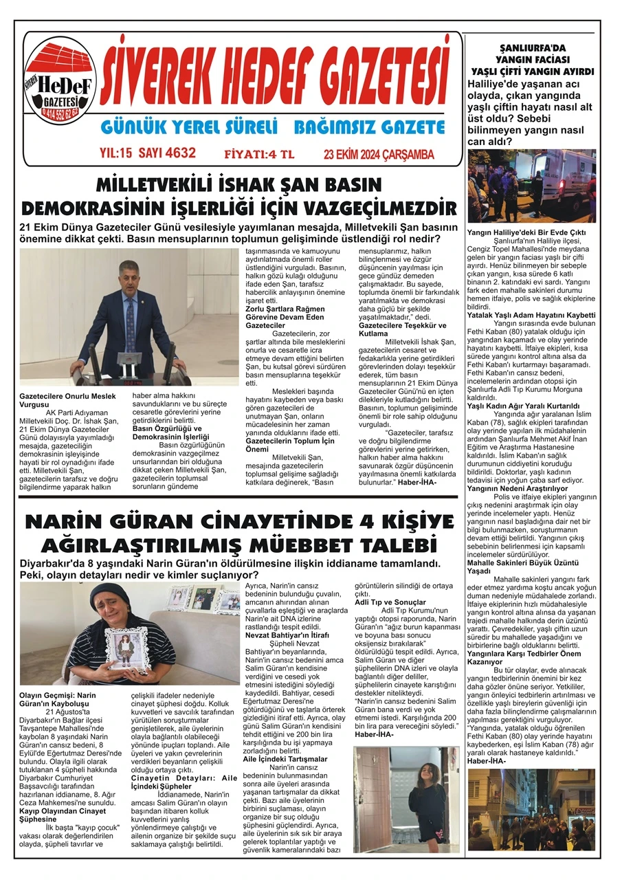 23.10.2024 Tarihli Gazetemiz