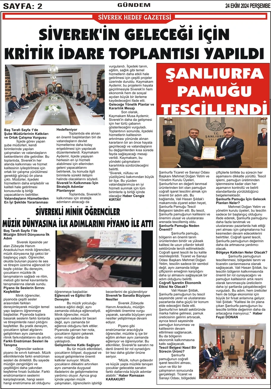 24.10.2024 Tarihli Gazetemiz