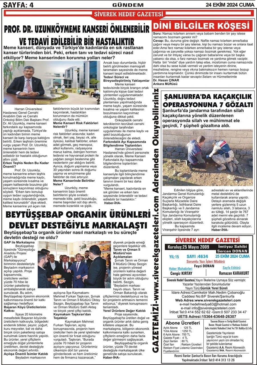 25.10.2024 Tarihli Gazetemiz