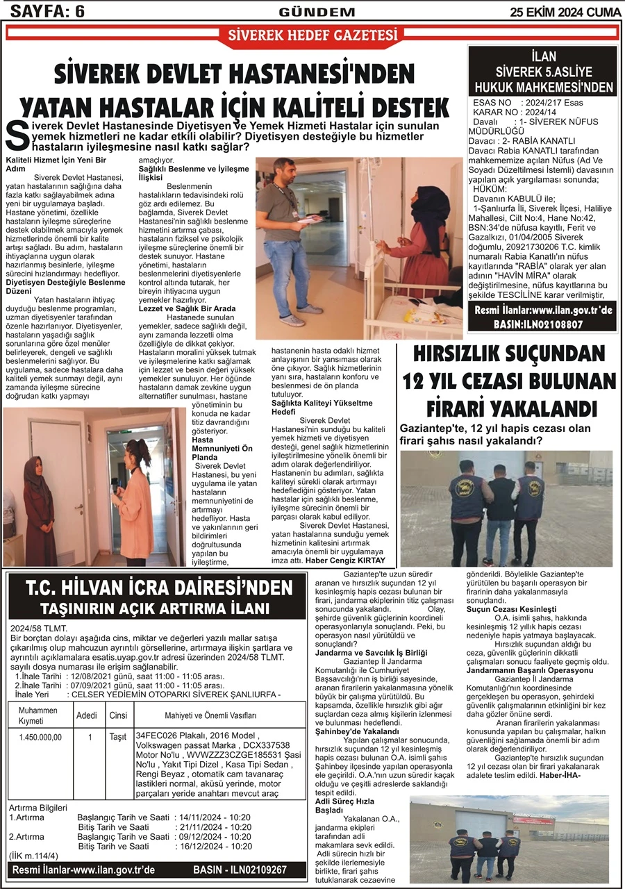 25.10.2024 Tarihli Gazetemiz