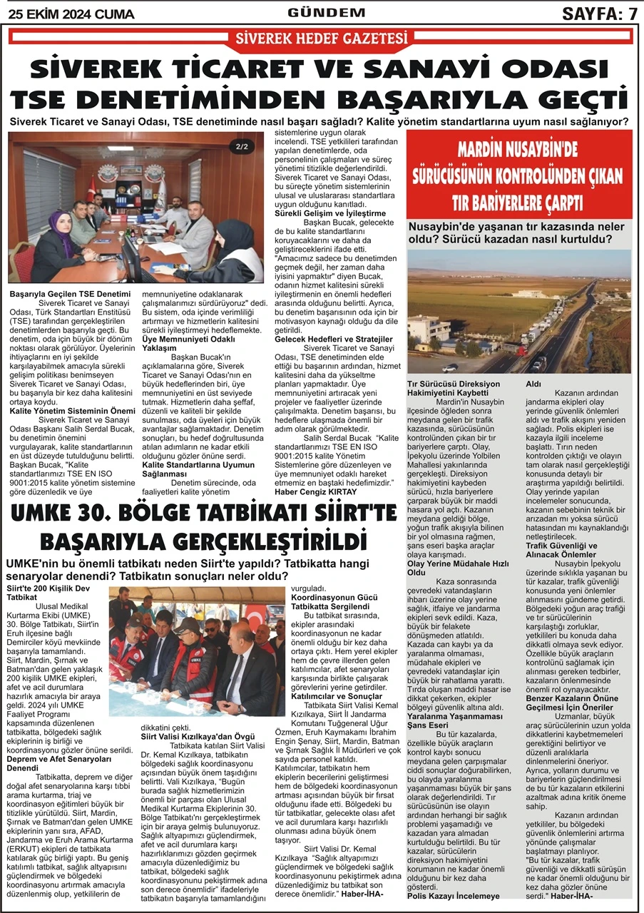 25.10.2024 Tarihli Gazetemiz