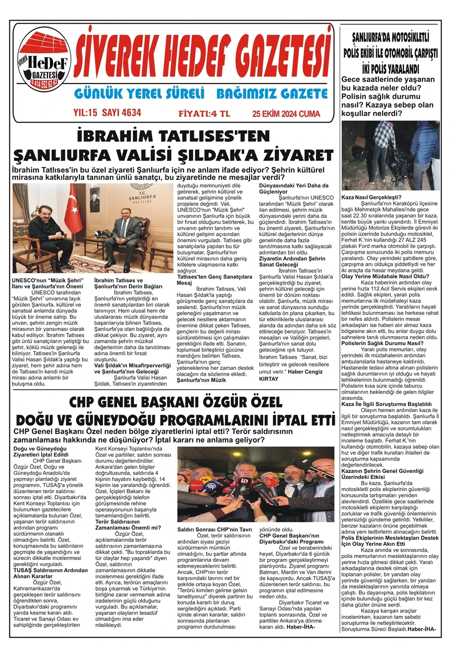 25.10.2024 Tarihli Gazetemiz