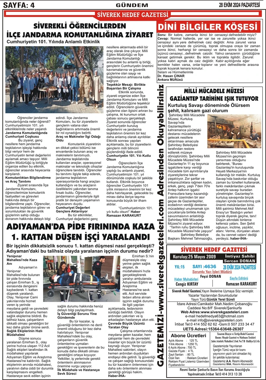 28.10.2024 Tarihli Gazetemiz