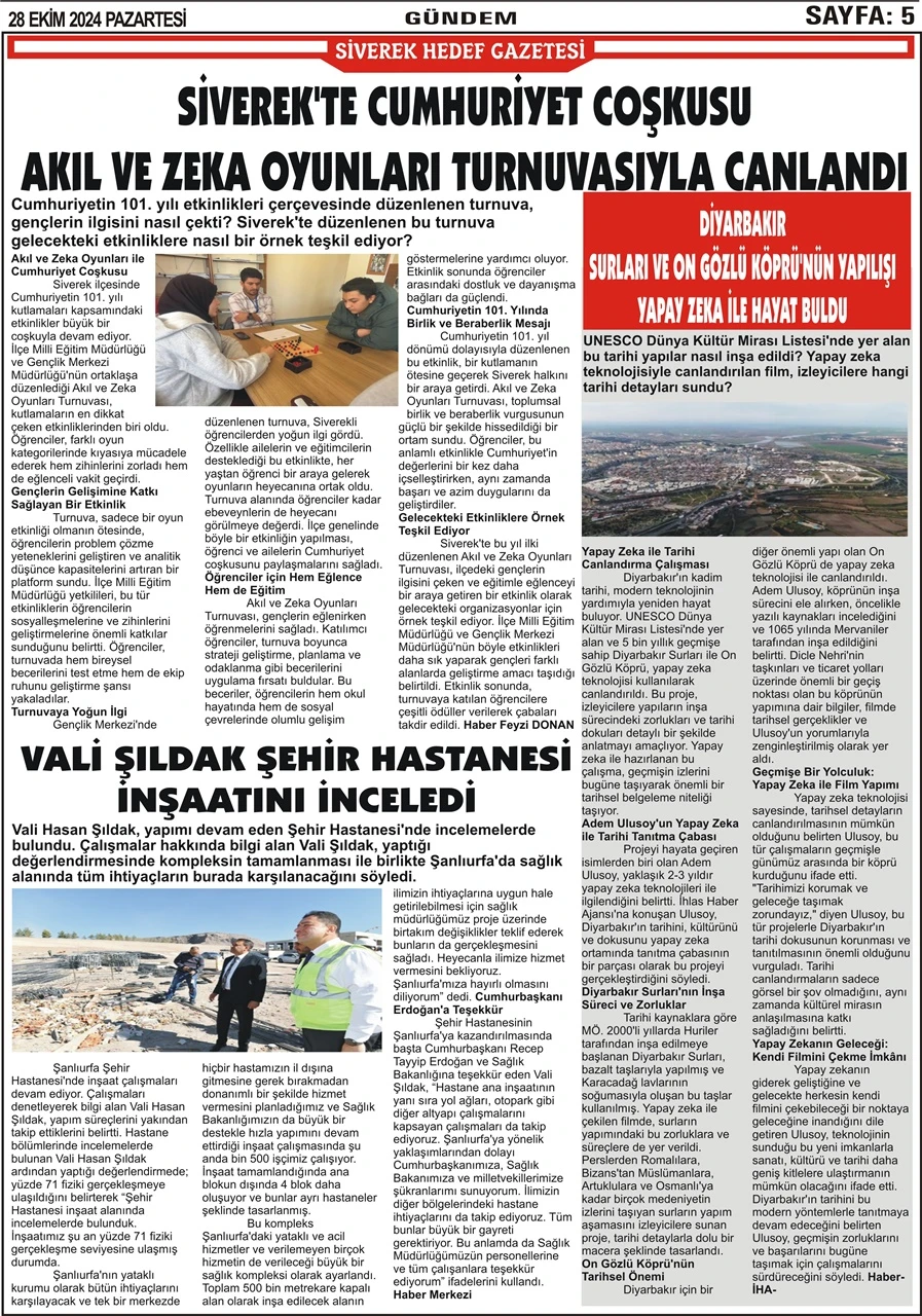 28.10.2024 Tarihli Gazetemiz