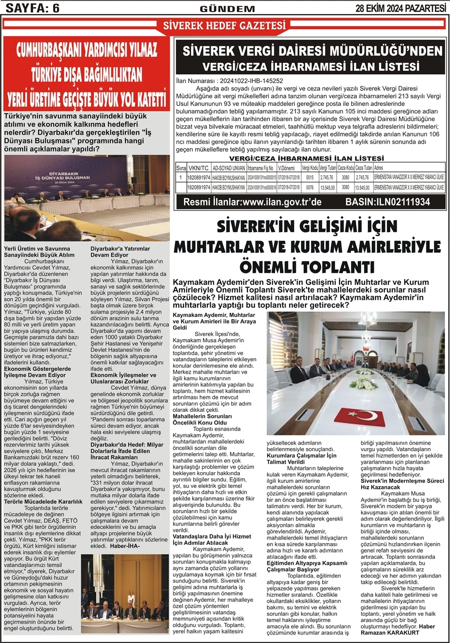 28.10.2024 Tarihli Gazetemiz