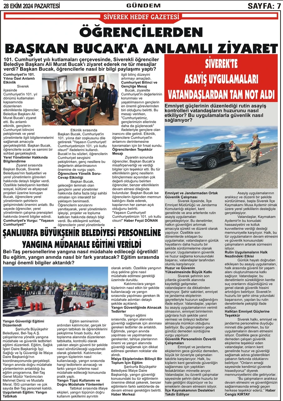 28.10.2024 Tarihli Gazetemiz