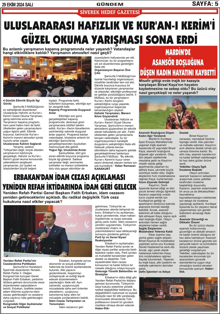 29.10.2024 Tarihli Gazetemiz