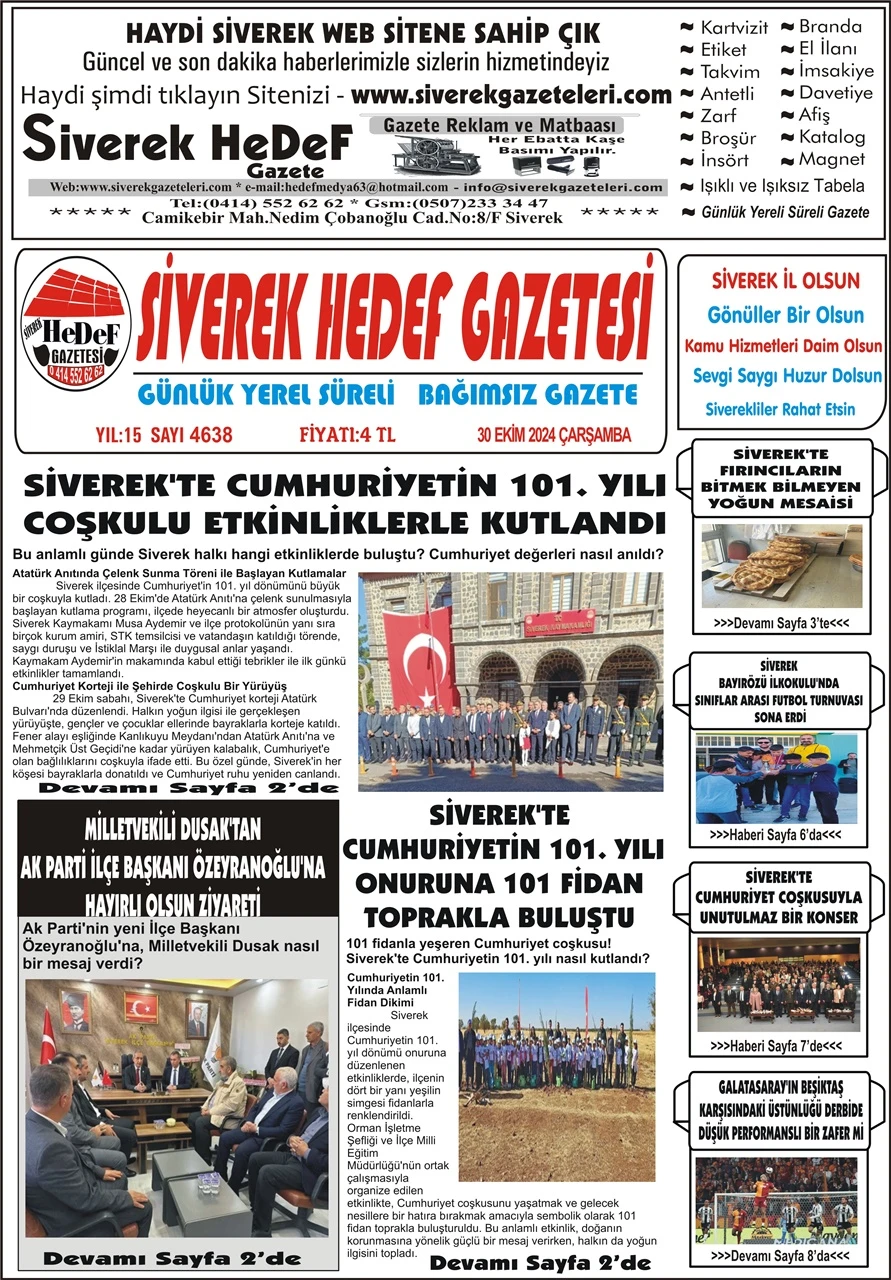 30.10.2024 Tarihli Gazetemiz