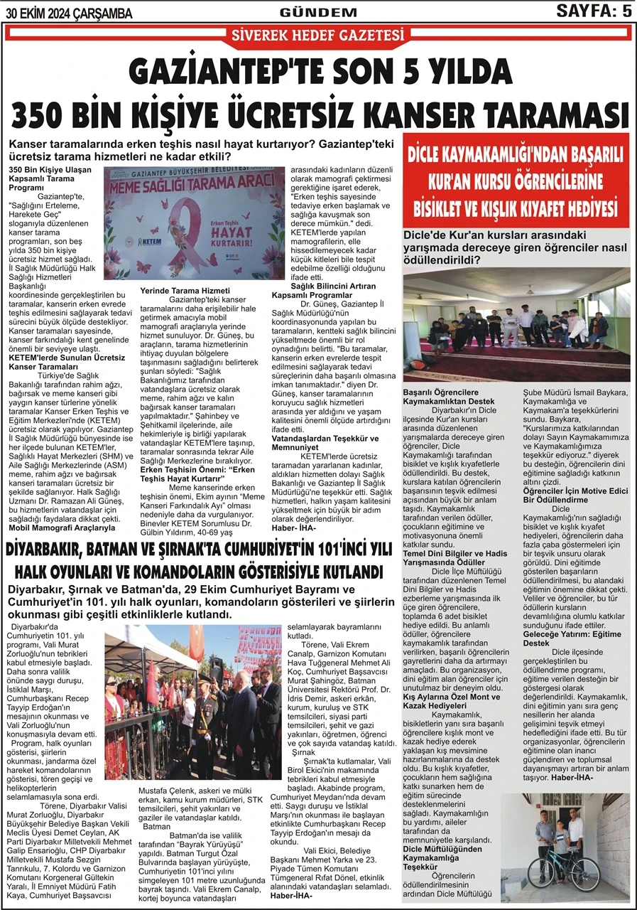 30.10.2024 Tarihli Gazetemiz