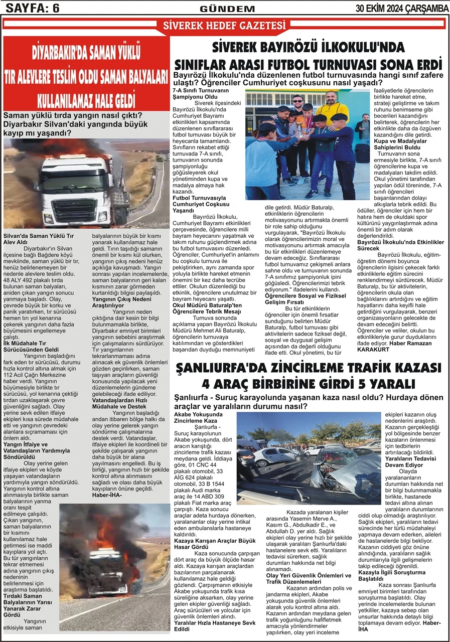 30.10.2024 Tarihli Gazetemiz