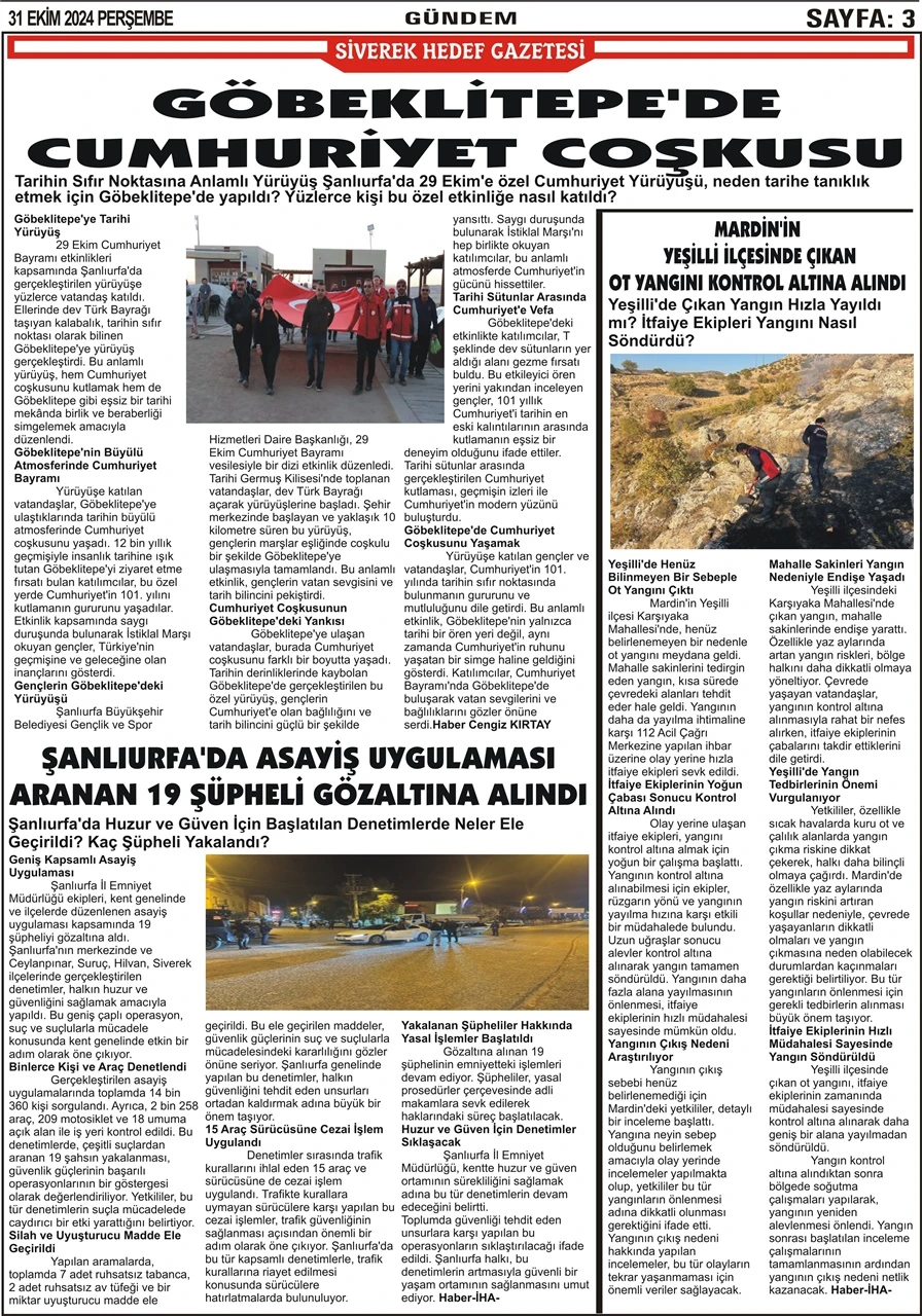 31.10.2024 Tarihli Gazetemiz